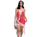 Fongt Women's Summer New Fashion Matchmaking Splicing With Wooden Ears Sleeveless Hanging Neck
