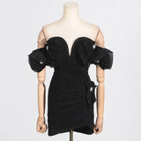 Fongt Sexy Dress Women 2025 Spring New Word Shoulder Nail Drill High Sense Sleeveless Short Dress Dress
