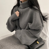 Dark Academia Oversized Crochet Knit Sweater-Outfit