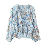Fongt 2025 Women's New Fashion Butterfly Tacked With Overlays Decoration French Lantern Sleeve Long Sleeve Shirts
