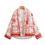 Fongt Women's Clothing Explosion Hit 6-Color Printed Cotton Jacket Fashionable