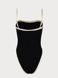 Contrast Binding Basic One Piece Swimsuit-Outfit