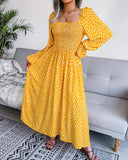 Spring And Summer Collar Long-Sleeved Holiday People Cotton Dress 100 Folds Long Dress Women's