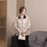 Color Collar Short-Sleeved Shirt-Outfit