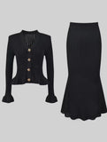 Fongt 2025 New Small Fragrant Wind Lotus Leaf Side V-Necked Ass Small Fishtail Dress LX0100