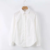 New Slim Office Blouse Women Tops Long Sleeve Cotton Casual Female Work Wear White Office
