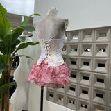 Sweet Baby With Gentle Bow Tie With Fish Bone Stmear Top + Cake Cascading Anti-Walking Shorts