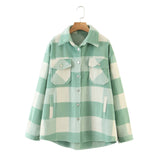 Autumn Women's Wear Urban Leisure Woolen Plaid Shirt Jacket-Outfit