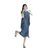 Fongt Three Folded New Dress Casual Style Folded Folded Long Skirt