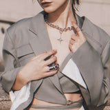 Ruched Irregular Two Piece Set For Women Notched Long Sleeve Lace Up Top High Waist Skirt Suit Female 2022
