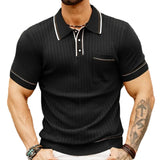 Fongt Men's New Summer Knits Clip Short Sleeve Business Polo Shirt Men's