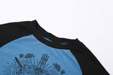 Punk Print Raglan Short Sleeve Crop Top-Outfit