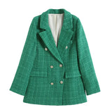 Fongt Women's 4 Color Texture Double Buckle Long Blazer Women K2 New Autumn