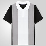 Fongt Men's Dress Summer Green Striped Knitted Jersey Over-Necked Short-Sleeved POLO Shirt T-Shirt Blouse Men's
