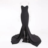 Slit Bare Shoulder Red Night Gown Party