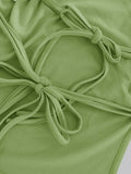 Tie Back Green Bandeau Top-Outfit