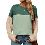 / Winter 2024 New Round Collar Vertical Color Long Sleeve Loose T-Shirt Top-Outfit