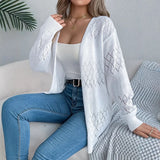 2025 Leisure Solid Color Hollow Lantern Long Sleeve Sleeve Sweater Long-Sleeved