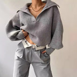 Fongt 2025 Explosion Lazy Loose Lantern Sleeves Lead Lady Short Sweater