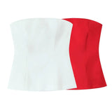 Fongt And White Tsets 2025 Spring And Summer Shoulder Repair Silk And Silk Textured Back Zipper Short Vest Woman