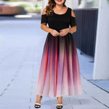 Fongt New Wish Body-To-Body Sexy Gradient Showy Shoulder Size Women's Dress