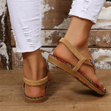Style Clip Toe Sandals Women 2023 Summer Flat Heels Gladiator Sandals Woman Plus Size 43 Rome Beach Shoes Flip-Flops-Outfit
