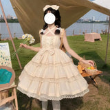 Red Sweet Lolita Princess Dress Kawaii Palace Style Lace Bow Fairy Cosplay Gothic Party Mini Dresses Lolita Jsk Outfit-Outfit