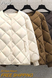 Short Cotton-padded Jacket Female Down Cotton Coat Autumn Winter Women Light Thin Quilted Lattice Parkas Casual Tops