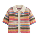 Fongt 2025 New Crochet POLO Shirt Knitted Knitted Blouse Shorts Set B62049