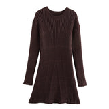 Fongt Women's Clothing 2025 Autumn And Winter 2025 New Round Neck Long-Sleeved Knitted Dress