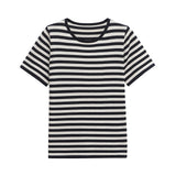 Fongt Homemade New Women's Classic Striped Short-Sleeved Knitted T-Shirt 2893028