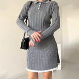 Fongt Women's Clothing 2025 Autumn New POLO Collar Splicing Short Skirt Fashion Set
