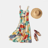 New-Coming Spring Summer Holiday Long Dress Cross Spaghetti Strap Open Back Beach Style Ankle-Length Women