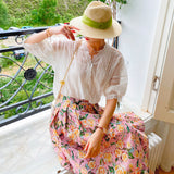 Fongt New Thin Shirt Women Short Sleeve French Design Temperament Lady Shirt Bubble Sleeves Female Top