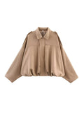 Fongt Women's Clothing Explosion Nine-Colored Velvet Texture Collar Loose Bomber Jacket Jacket