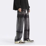 Tie-Dyed Loose Straight Trousers Trendy Trousers Simple Straight Men's Jeans In Spring And Autumn-Outfit