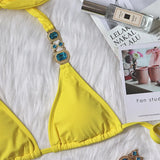 Fongt Hot-Selling New Crystal Diamond Chain Swimsuit Split Swimsuit Sexy