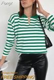 Casual Striped Sweaters Women Turn-down Collar 2023 Winter Autumn Long Sleeve Knitted Tops Female Loose Pullovers