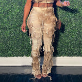 Dye Fringe Pant Cargo Trousers Y2K Streetwear Fashion 2023 Women Summer Clothes Pencil Casual Tassel Sweat Pants Joggers-Outfit