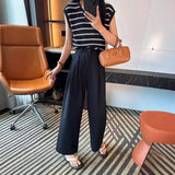 Fongt High-Rise Water Wash Cotton Casual Suit Pants Women's Summer Thin Loose Straight Broad Leg Pants Feel Nine-Point Pants