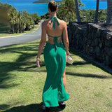 Summer For 2022 Fashion Women'S Clothes Green Romper Sexy Bandage Split Casual Evening Party Prom Maxi Dresses