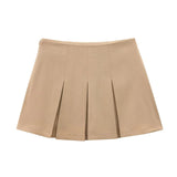 Fongt Women's New 2025 Casual High-Rise Thin Wide Folding Pure-Colored Skirt
