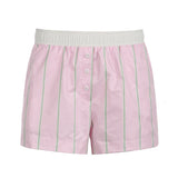 Button Splicing Striped Loose Pockets Basic Simple Casual Street Shorts New Summer 2024 Style-Outfit