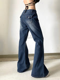 Jeans Women Streetwear Low Rise Bootcut Mom Jeans Grunge Black Slim Denim Pants Harajuku Boyfriend Basic Y2k