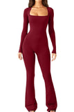 Fongt Women's Long-Sleeved Giose Waist-High-Legged Jump-Suited Jump-Suited Jump-Suited Trousers