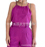 New Women's Wear Wish Cotton / Polyester Solid Color Leisure Sling Suit Shorts From Stock-Outfit
