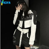 Bomber Woman Two Piece Set Embroidery Race Car Jacket And Skirts Varsity Baseball Jacket Vintage 2022 Summer Bombers