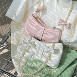 Pearl Bow Aesthetic Shoulder Bag-Outfit