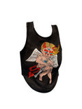 Women's Summer Vest Top Y2k Sexy Sleeveless Graphic Print Crop Tops Camisole Gothic Black T-shirt With Open Shoulders Tank