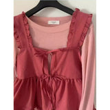 Small Belly Covering Casual Ruffle Sleeveless Western Style Two-piece Suit-Outfit